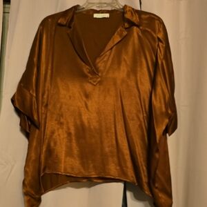 Stark Elegant Copper Satin Blouse One Size